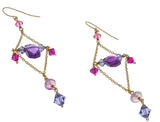 Joséphine's Treasure - Vintage Napoleonic Revival 14K Gold Amethyst & Crystal Dangle Earrings (VE281)
