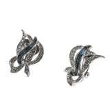 Blue & white Elegance - Vintage Marcel Boucher Silver Toned Crystal Clip-On Earrings (VE270)