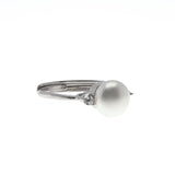 Glowing Nature - Estate Sterling Silver Freshwater Pearl CZ Ring (ER229)
