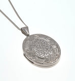 Love & Affection  - Vintage Sterling Silver Celtic Love Knot & Ivy Engraved Locket & Chain (VP136)