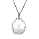 Enlightened  - Art Deco Sterling Silver Quartz Rock Crystal Etched Buddha Pendant & Earring   Set (ADP013)