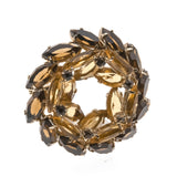 Jewelled Wreath - Vintage Delizza & Elster Juliana Gold Plated Amber Crystal Brooch (VBR044)