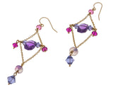 Joséphine's Treasure - Vintage Napoleonic Revival 14K Gold Amethyst & Crystal Dangle Earrings (VE281)
