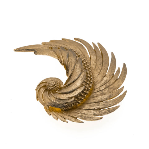 Golden Feather - Vintage Marcel Boucher Feather Brooch (VBR092)