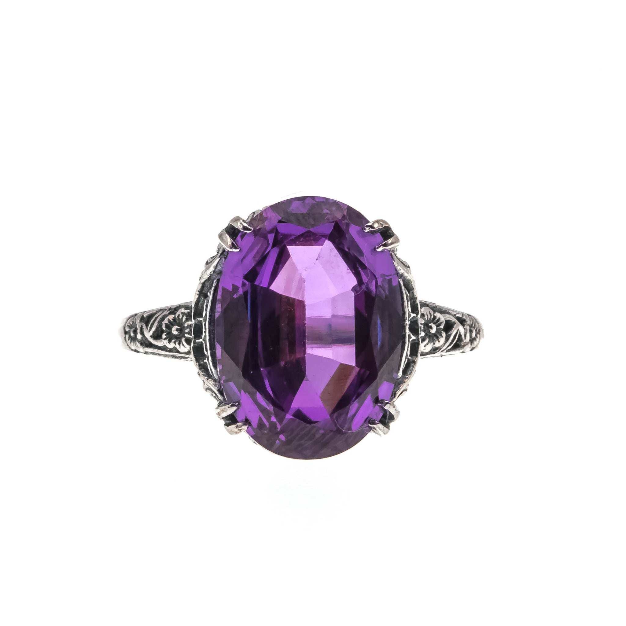 Colour Change Jewel - Estate Sterling Silver Colour Change Lab Created Alexandrite Ring (ER218)