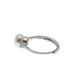 Glowing Nature - Estate Sterling Silver Freshwater Pearl CZ Ring (ER229)