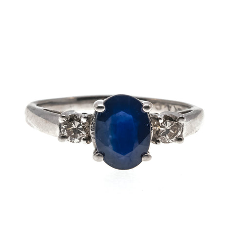 Timeless & Classic - Vintage 14K White Gold Sapphire & Diamond Ring (VR586)