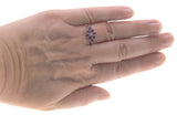 French Rose - Estate Sterling Silver Pink Sapphire & Seed Pearl Flower Cluster Ring  (ER204)