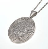 Love & Affection  - Vintage Sterling Silver Celtic Love Knot & Ivy Engraved Locket & Chain (VP136)