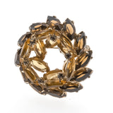 Jewelled Wreath - Vintage Delizza & Elster Juliana Gold Plated Amber Crystal Brooch (VBR044)