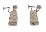 Carved Treasures - Art Deco Ivory Bone Carved Elephant Signed Earrings (ADE034)