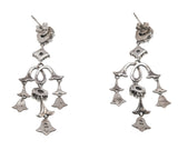 White Wedding - Vintage Sterling Silver Cultured Pearl & Marcasite Chandelier Earrings (VE256)