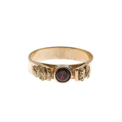 Bacchanalian Days - Vintage Ancient Revival 10K Gold Garnet Ring (VR506)
