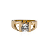 Heart To Heart - Vintage Retro 18K Gold Plate Cubic Zirconia Heart Ring (VR540)