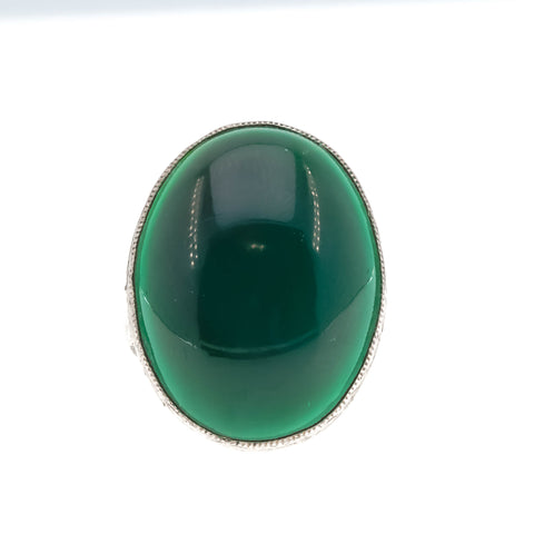 Rainforest - Art Deco Sterling Silver Chrysoprase Ring (ADR210)