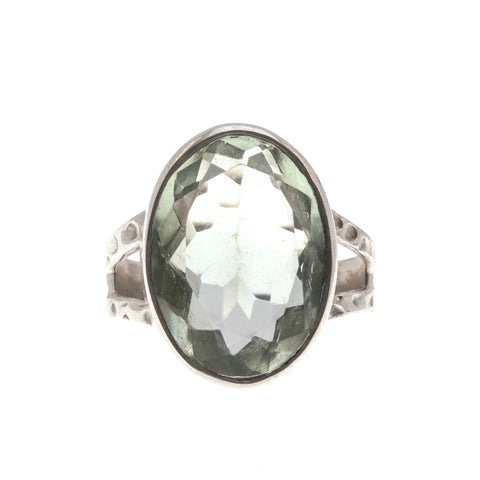 Dew Drop - Vintage Sterling Silver Green Amethyst Ring (VR648)