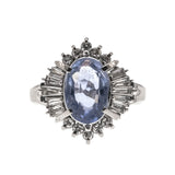 Ceylon Skies -  Vintage Platinum Ceylon Sapphire GIA (No Heat) Diamond Ballerina Ring (VR530)