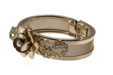 La Vie En Rose - Vintage Gold Tone Genuine Cultured Pearl Mesh Bangle Bracelet (VB058)
