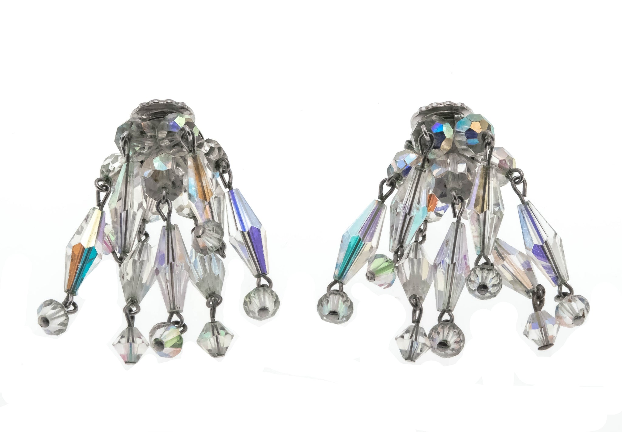 Dress Me Up -  Vintage Rhodium Plate Signed 'Sherman' Swarovski Crystal Earrings (VE291)