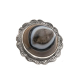 I spy With My Little Eye - Victorian Sterling Silver Eye Agate Engraved Brooch (VICBR012)