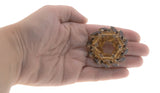 Jewelled Wreath - Vintage Delizza & Elster Juliana Gold Plated Amber Crystal Brooch (VBR044)