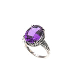 Colour Change Jewel - Estate Sterling Silver Colour Change Lab Created Alexandrite Ring (ER218)