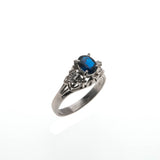 Blue Royale - Vintage Retro Platinum Ceylon Blue Sapphire & Diamond Ring (VR612)