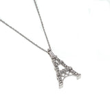 From Paris With Love - Estate 10K White Gold Diamond Eiffel Tower Pendant & Chain (EP045)