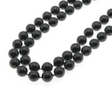 Midnight - Vintage Plastic Knotted Black Bead Necklace (VN082)