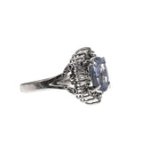 Ceylon Skies -  Vintage Platinum Ceylon Sapphire GIA (No Heat) Diamond Ballerina Ring (VR530)