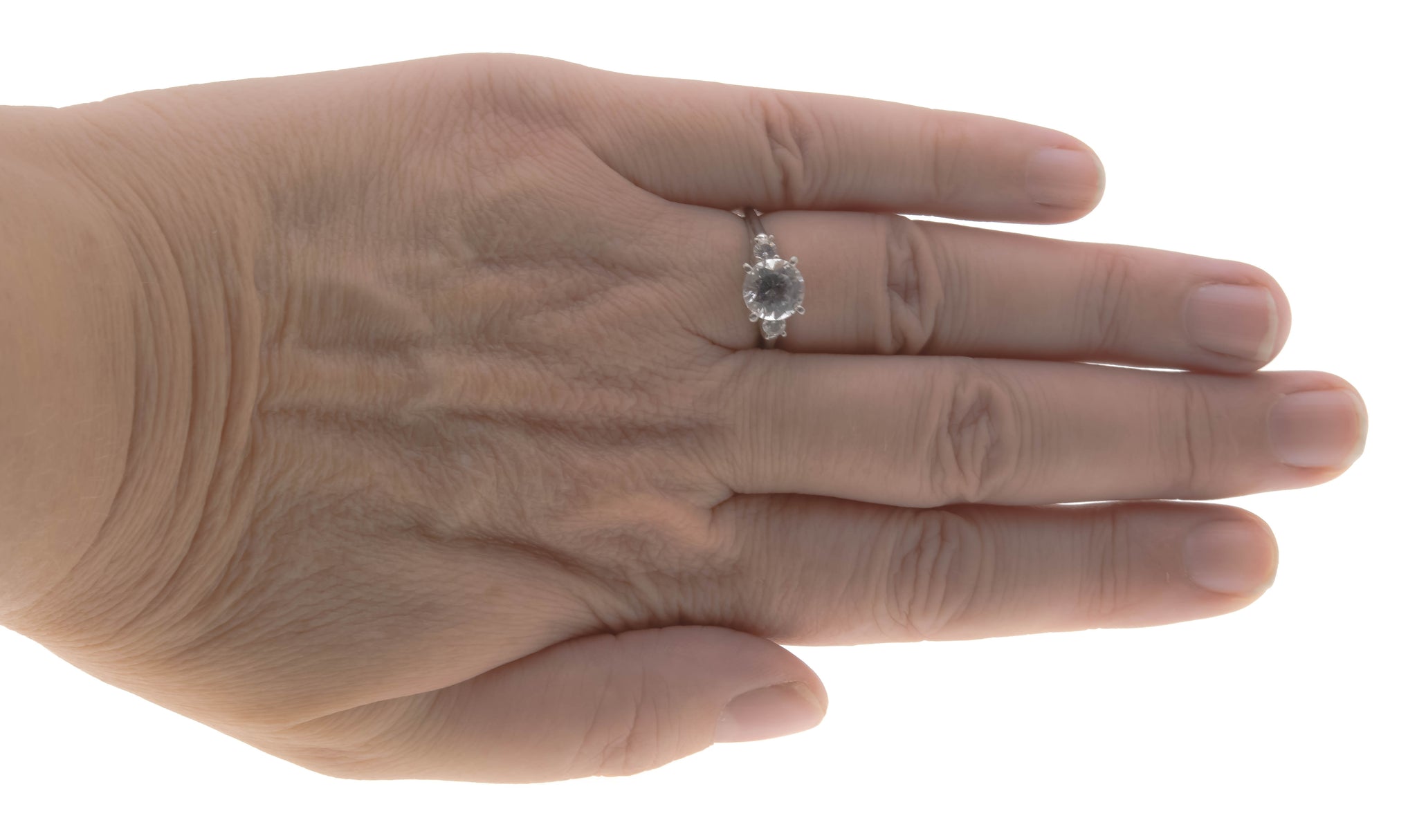 A Classic Vintage 10K White Gold Cubic Zirconia Ring VR558 Rarities Antique Jewelry