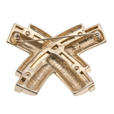 X Marks The Spot - Vintage Gold Toned Crystal Designer Brooch (VBR093)