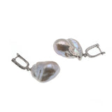 Baroque Beauty -  Estate Sterling Silver Baroque Pearl & CZ Earrings (EE189)