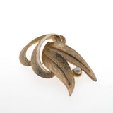 Whirlwind - Vintage Marcel Boucher Gold & White Gold Tone Cultured Pearl Leaf Brooch (VBR103)