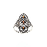 Sweeter Than Wine - Estate Sterling Silver Natural Garnet & Seed Pearl Filigree Ring (ER178)