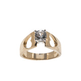 Heart To Heart - Vintage Retro 18K Gold Plate Cubic Zirconia Heart Ring (VR540)