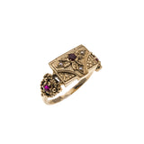 Love You To Death - Vintage 9K Gold Ruby & Seed Pearl Poison Locket Ring (VR504)